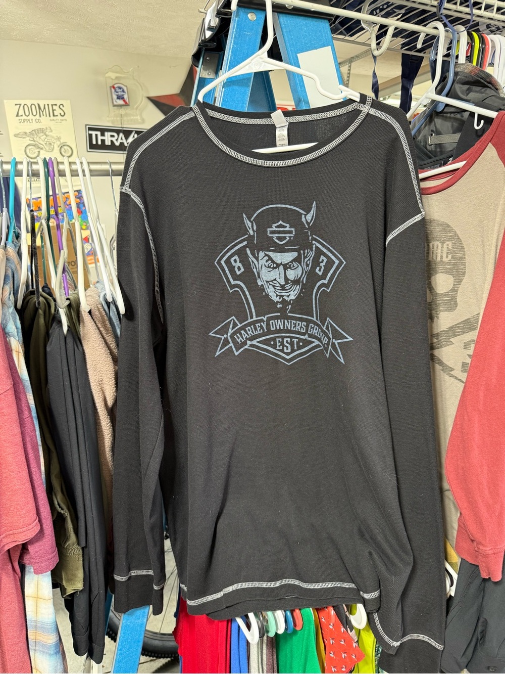 Harley-Davidson Black Long Sleeve Shirt with Light Blue Graphic